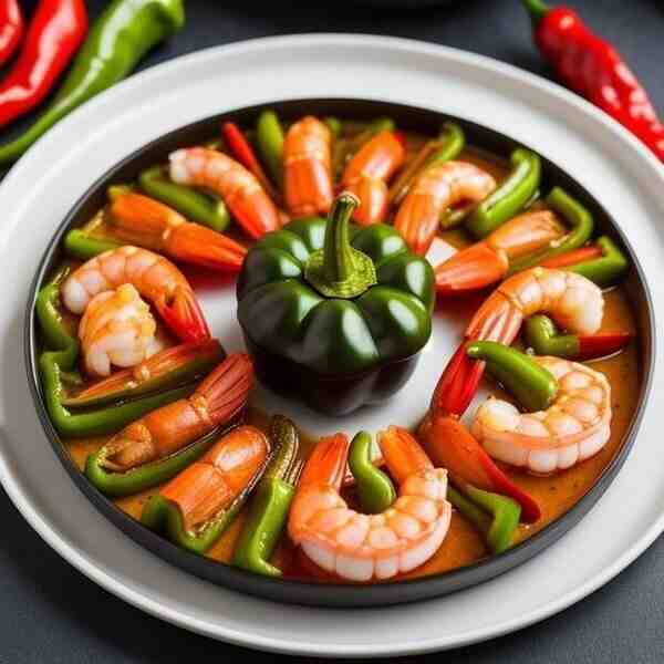 Перец фаршированный рисом и креветками